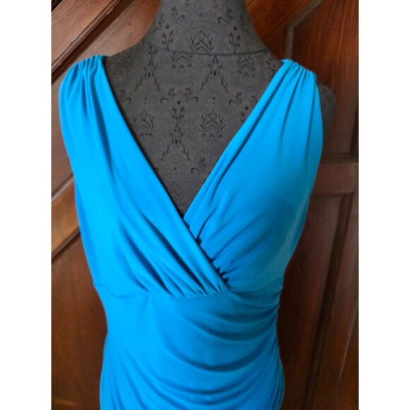 Lauren Ralph Lauren Blue Sleeveless Ruched Dress Size 10 - Picture 2 of 8